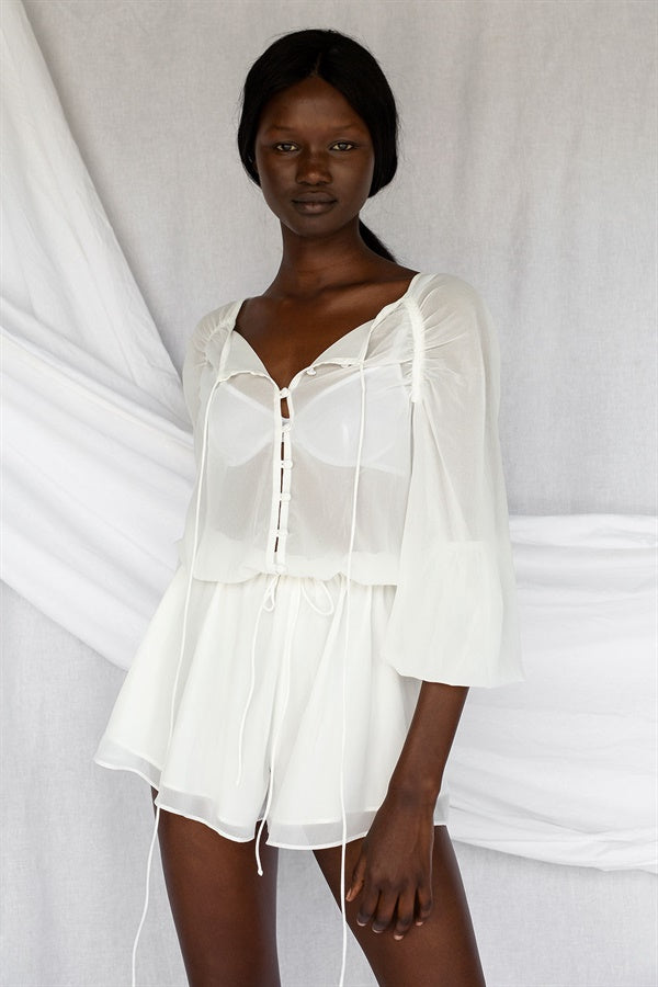 Unique Sheer Dove One - off Sample Playsuit for Fashion Lovers