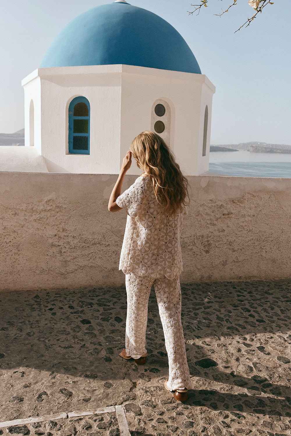 Ivory Kalila Cotton Crochet Women's Pants from Resort 2024 Collection