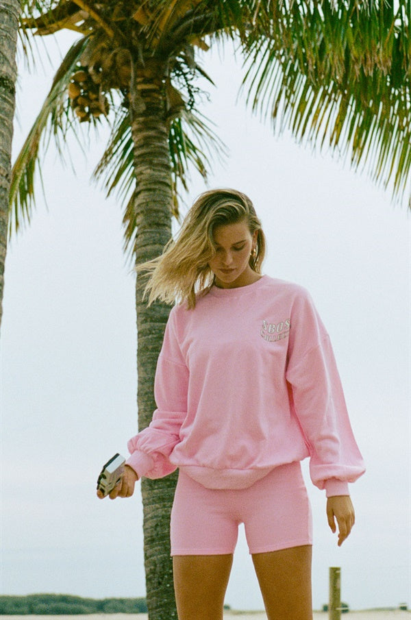Soft Pink Natural Cotton Kairi Taffy Sweater Inspired by 90's