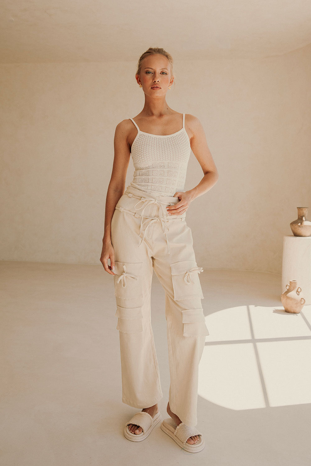 Cream-colored Jaicee Sample Pants for Fashionable Wear