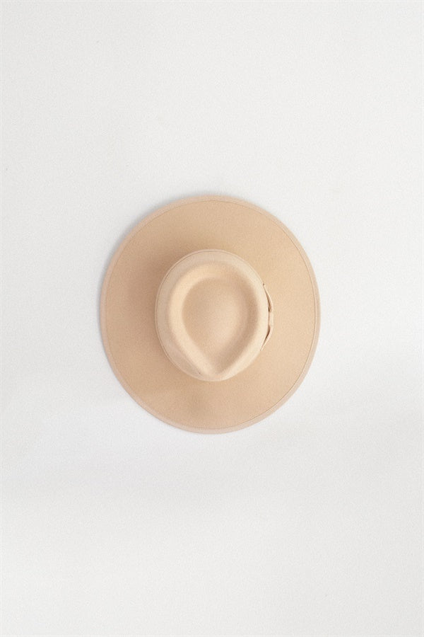 Beige Soft Wool Fedora Style Camel Rancher Hat for Vacation