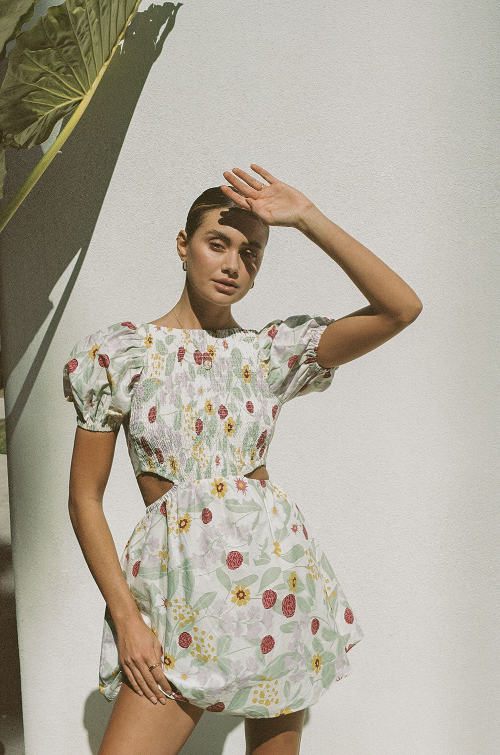 Exquisite Royal Floral Print Astra Cutout Cotton Poplin Dress