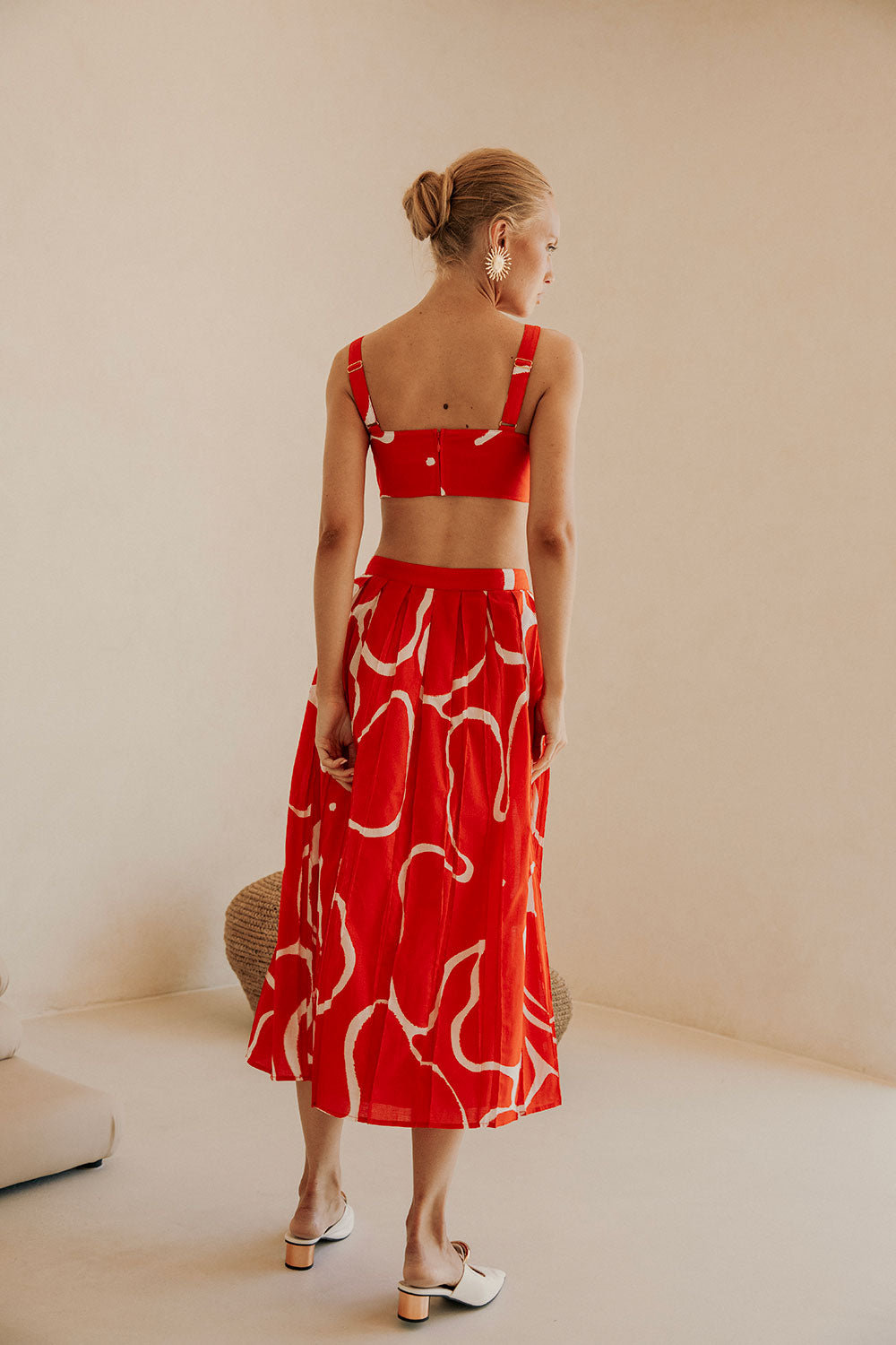 Elegant Evoke Red Natural Cotton Dien Wrap Skirt
