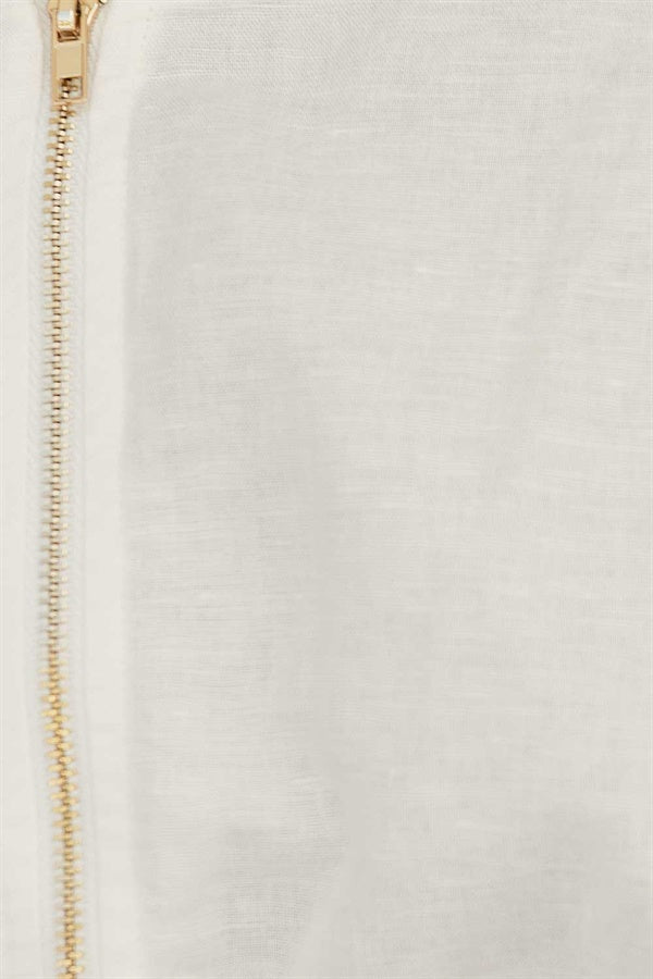 Stylish Off-White Linen Blend Calista Women's Top