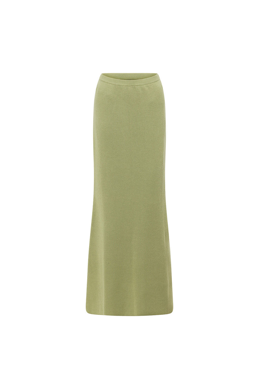 Exclusive Sabo Green Soft Ribbed Knit High Waisted Maxi Leander Skirt