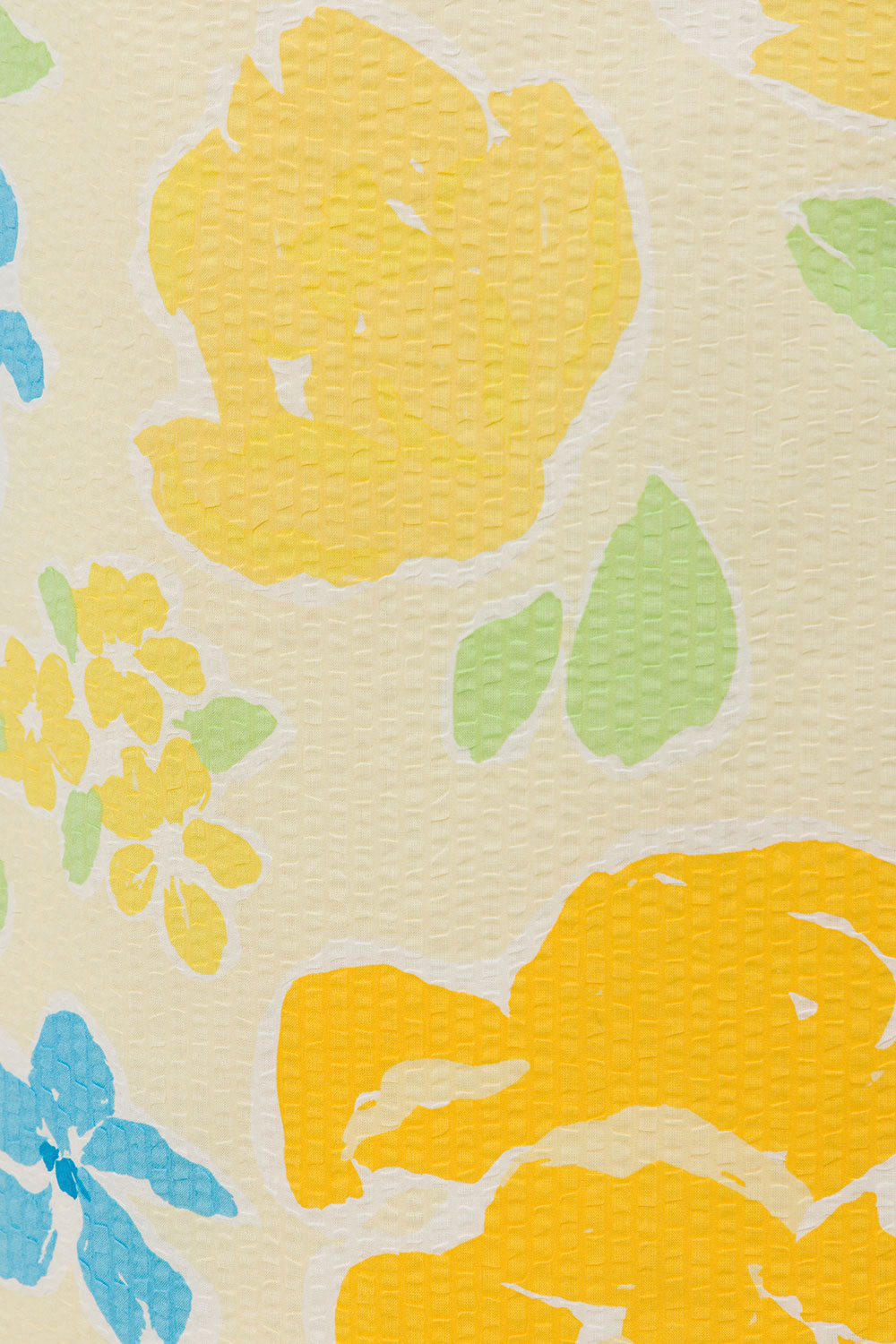 Fashionable Sabo-Designed Piazza Midi Cotton Seersucker Skirt with Yellow Garland Print