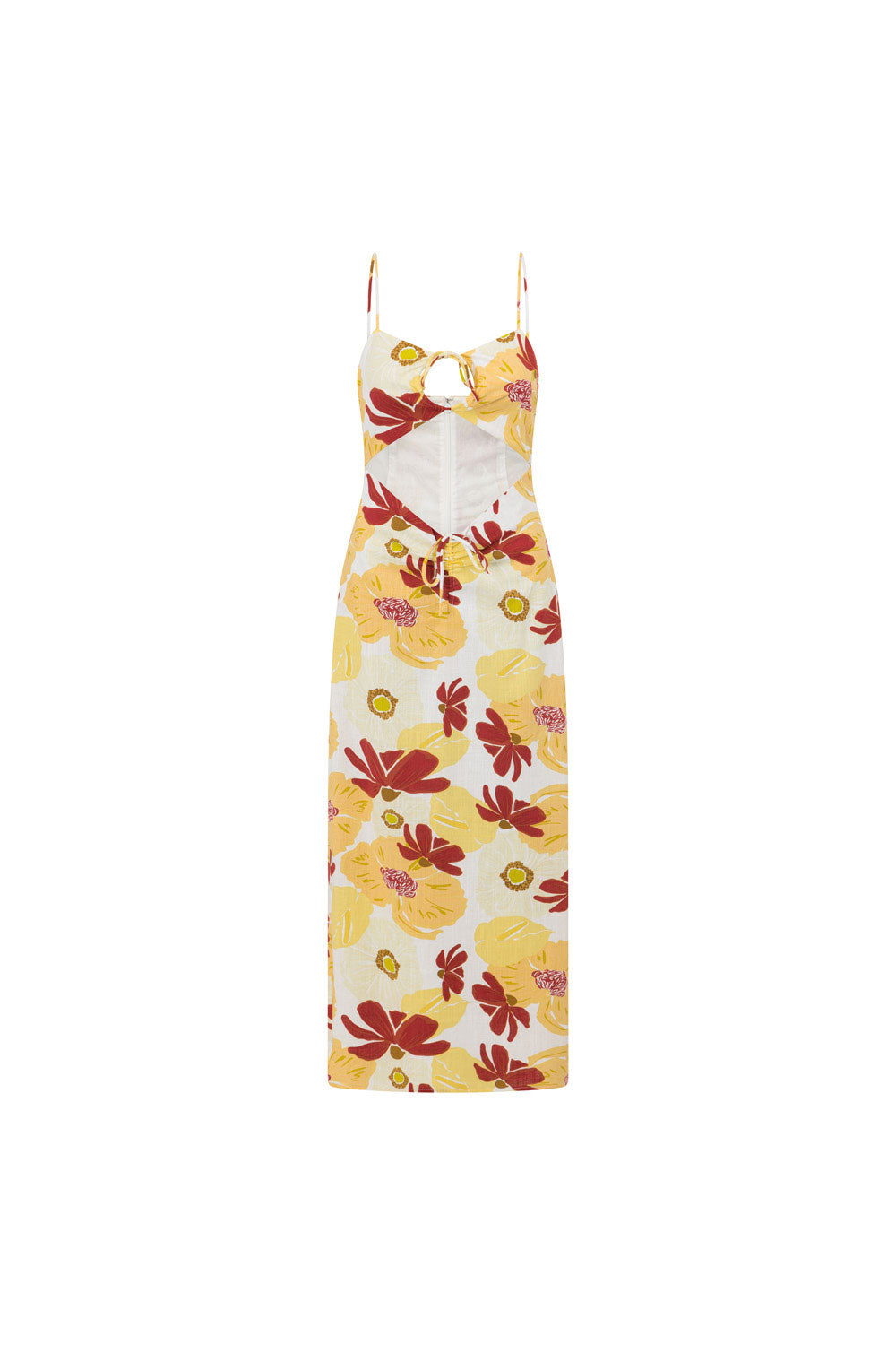 Women's Elegant Aster Cutout Dress with Exclusive Dusk Lily Print