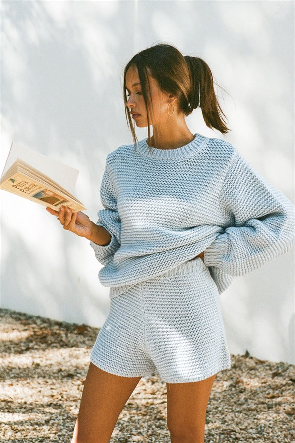 Blue Noelle Hand - Knit Women's Sweater - Sample Product
