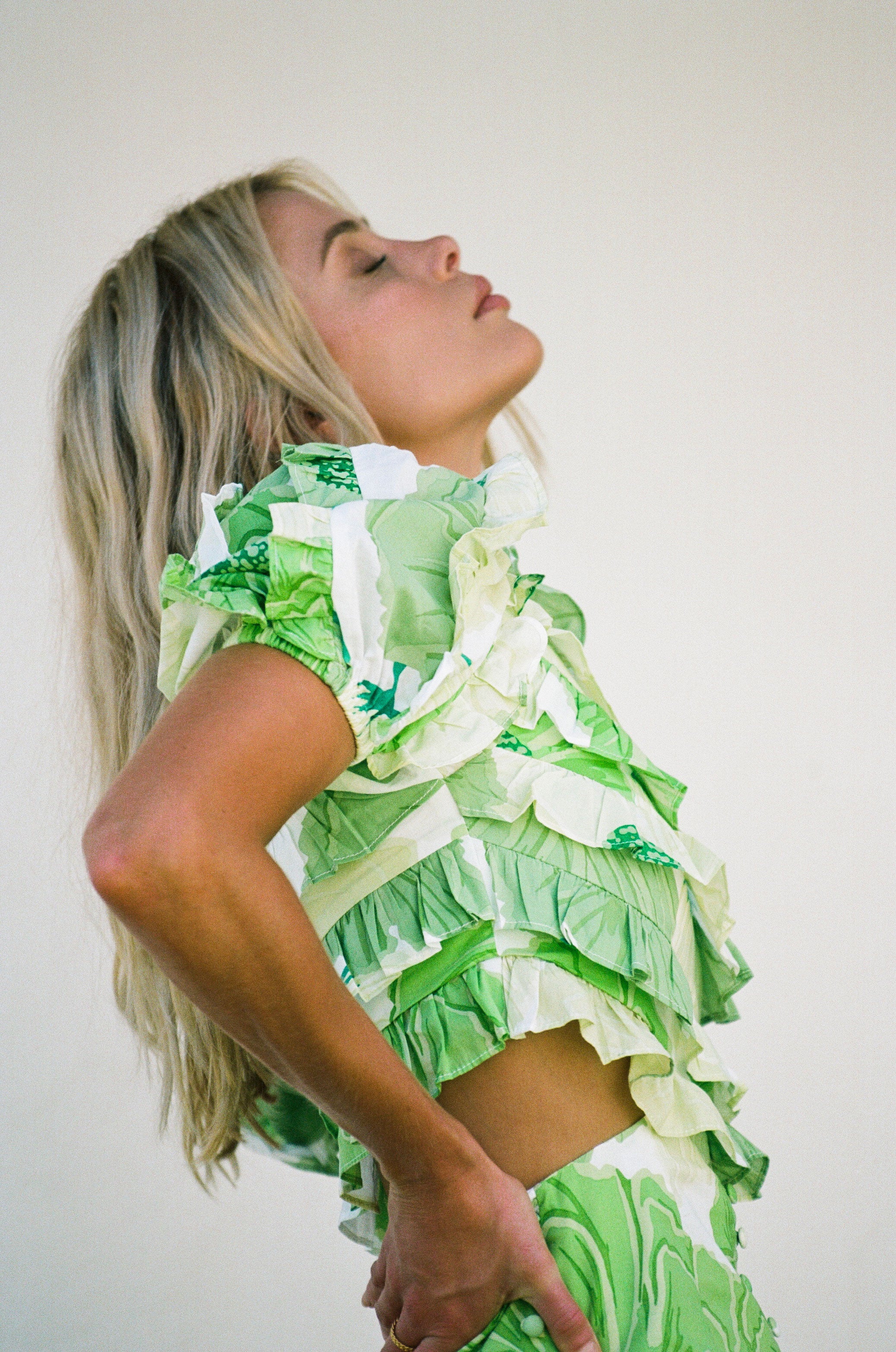Sample - Women's Pierre Frilled Evening Dress