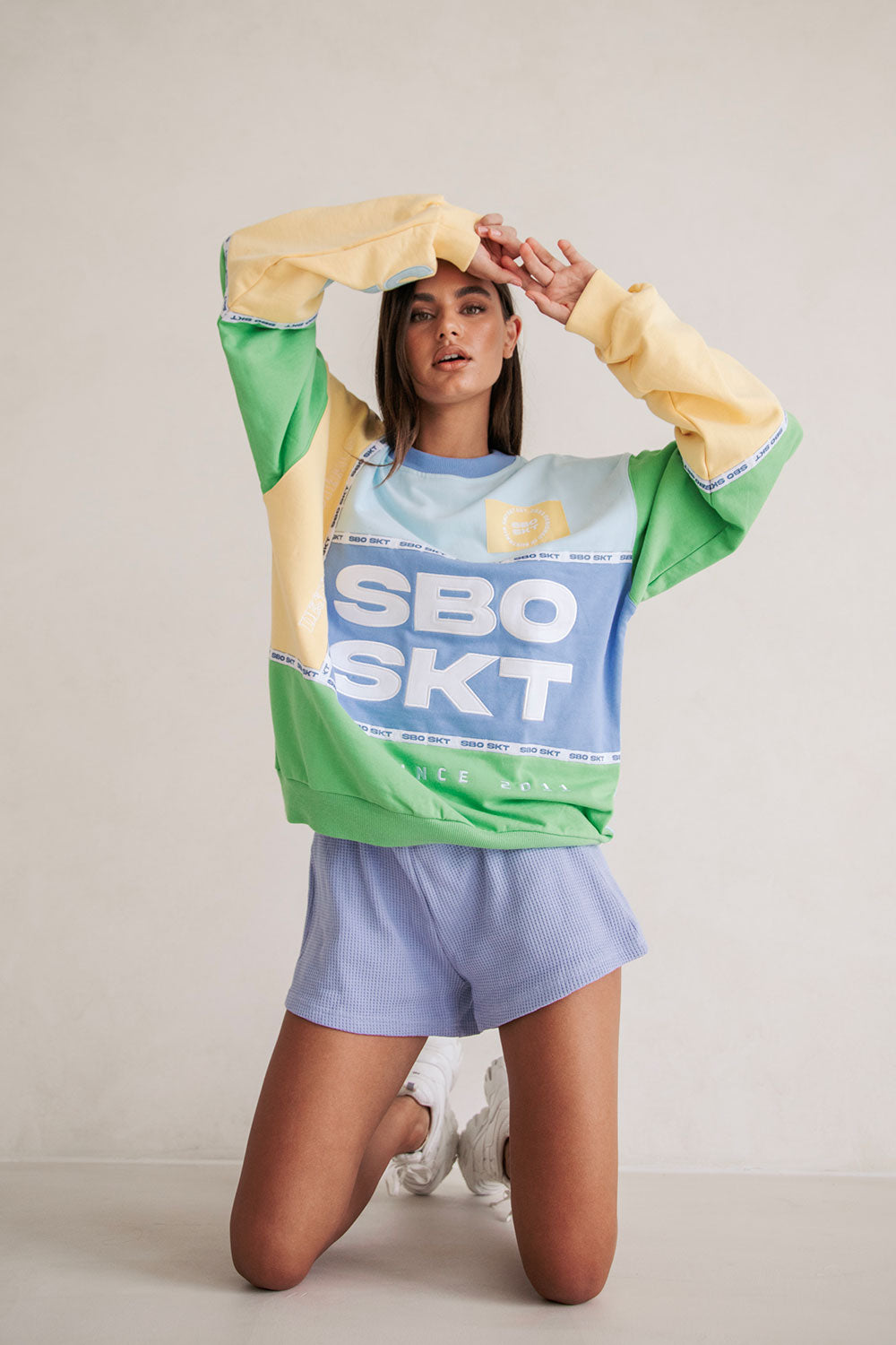 Uni - sex Oversized Vintage Hourglass Sweater in Blue, Yellow and Green