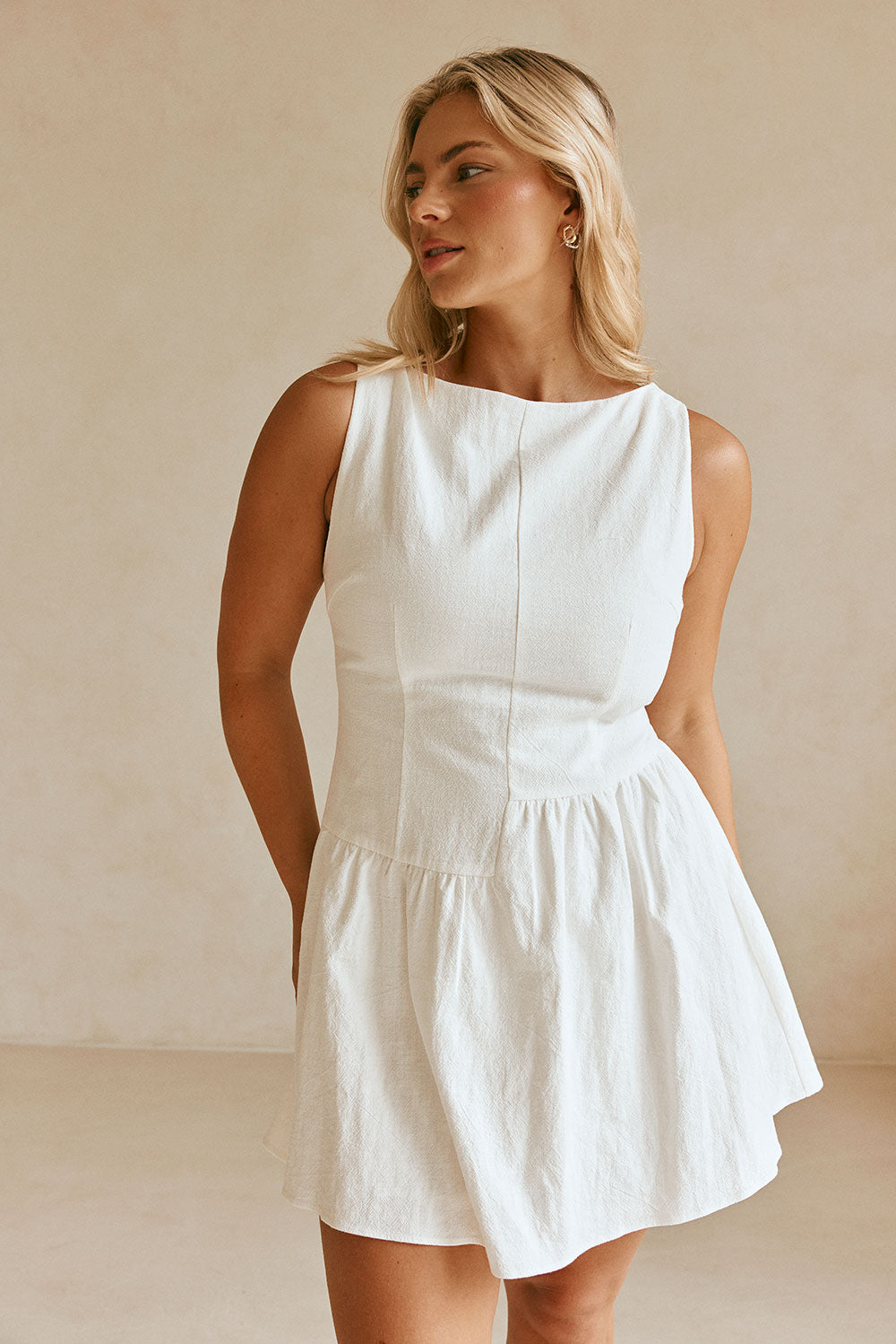 Exquisite White High - Quality Ramie Cotton Blend Dreya Dress for Any Occasion