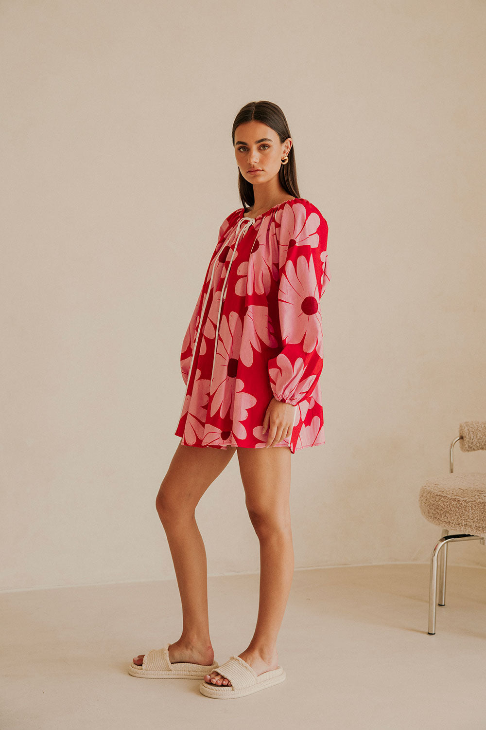 Stylish Veronica Mini Dress in Exclusive Daisy Red Print