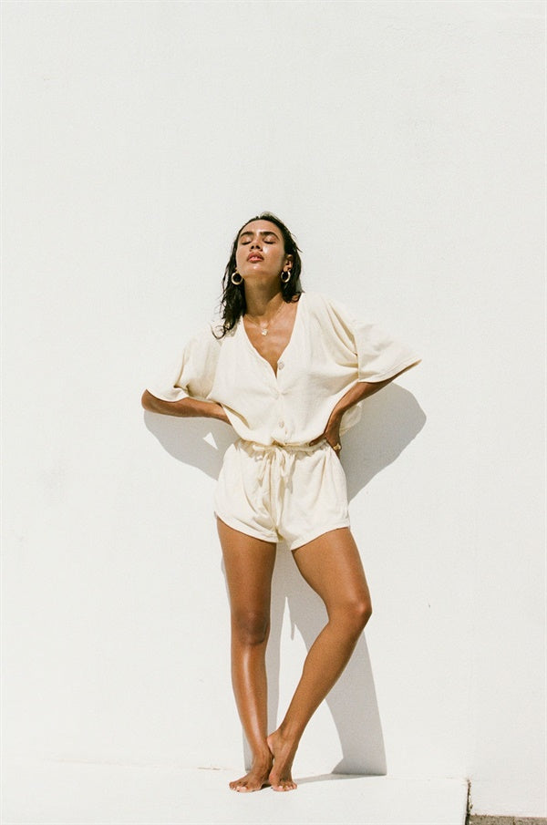 Cosy Lemon-Colored Harley Towelling Playsuit for Effortless Wear
