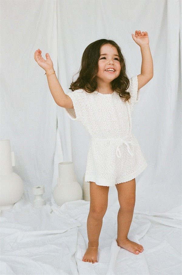 East Mini White Cloud-themed Soft Textured Playsuit for Playtime