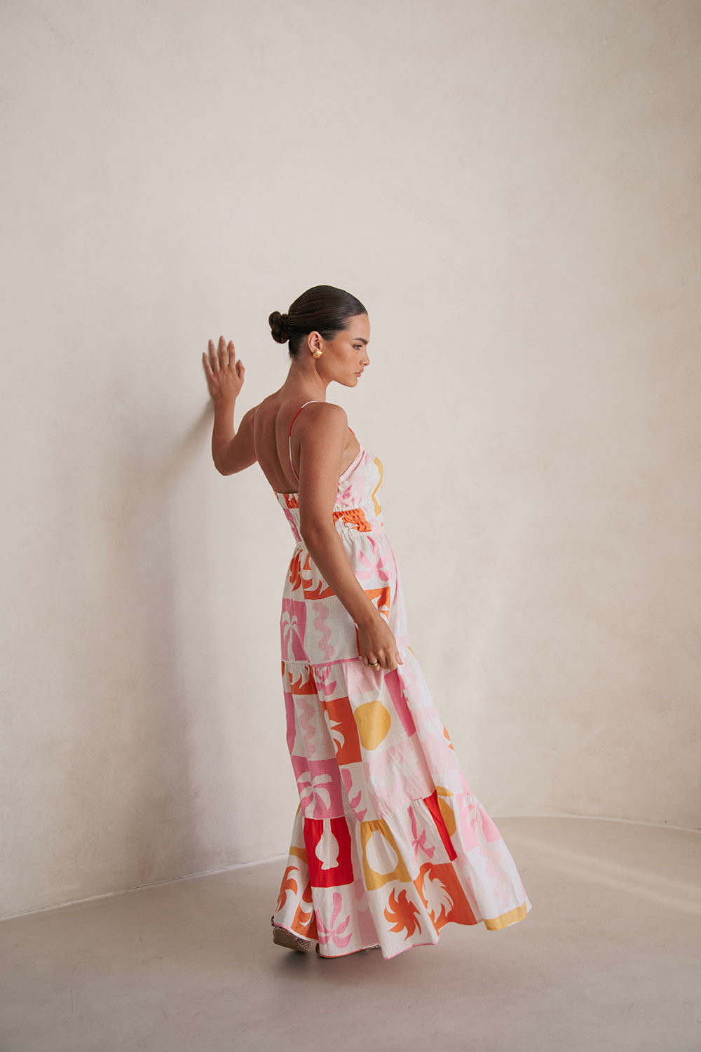 Stylish Women's Talia Dress with Palm Tile Fuego Pattern