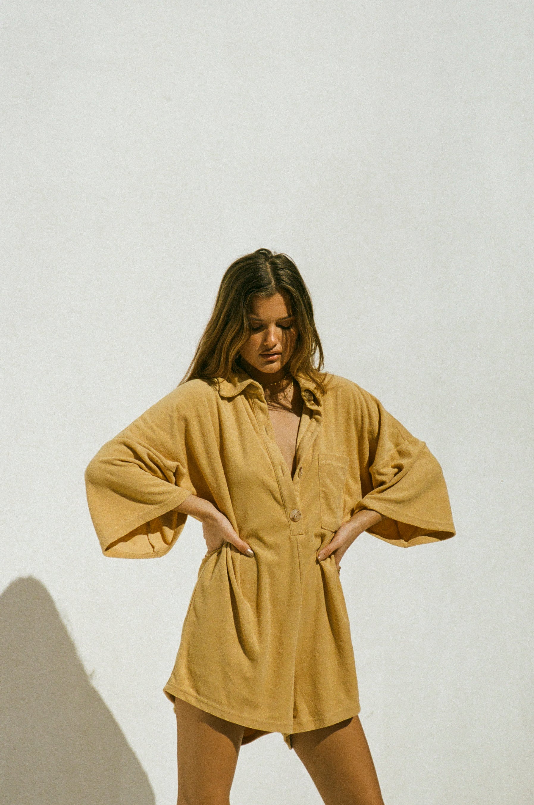 Sabo Exclusive Toffee-Colored Milena Casual Playsuit for Daily Wear