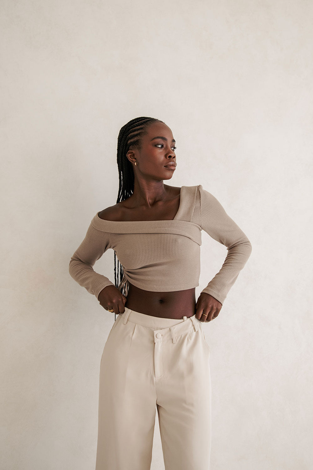Tan Colored Chelsie Women's Stylish Knit Top