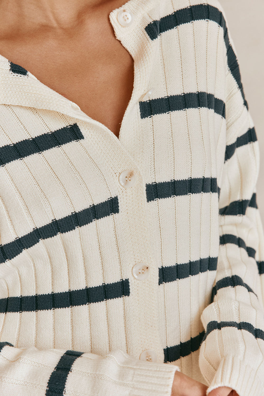 Sabo's Exclusive Cruz Cotton Blend Ribbed Knit Cardigan