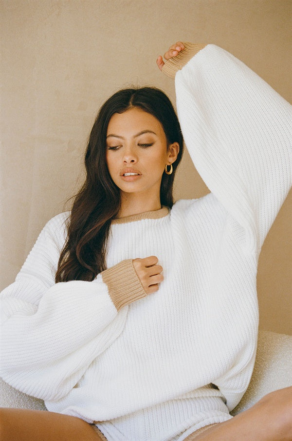 Unique Taleigh Women's Knit Top with Faint Grey Marks