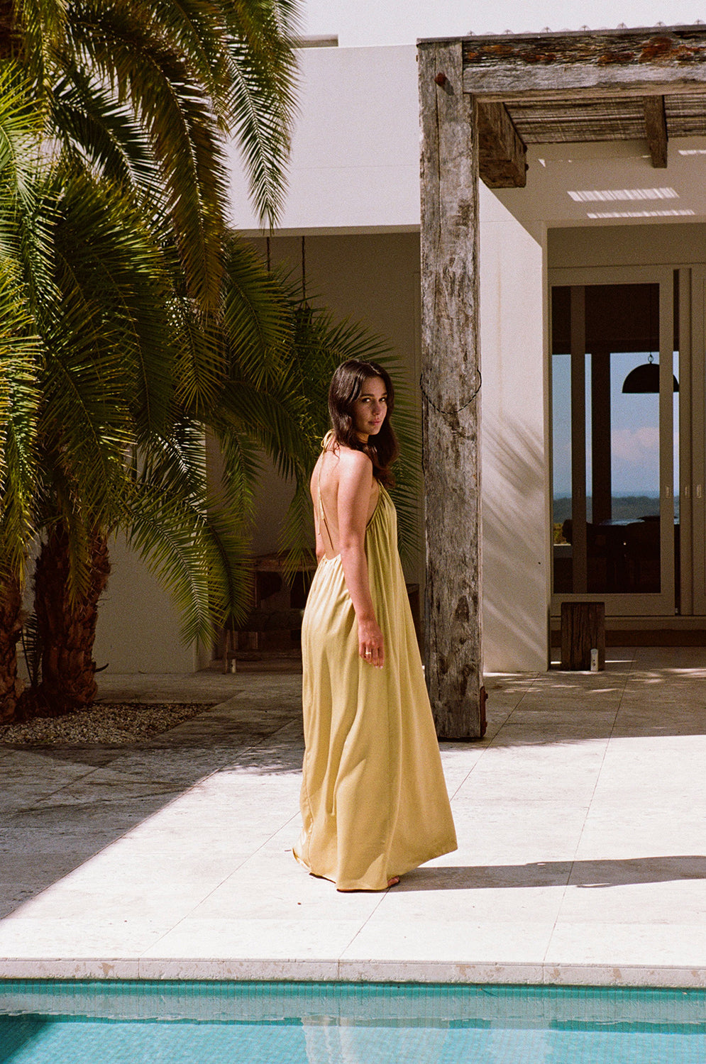 Exquisite Golden Saffron Matte Silky Kendall Dress for Weddings and Events