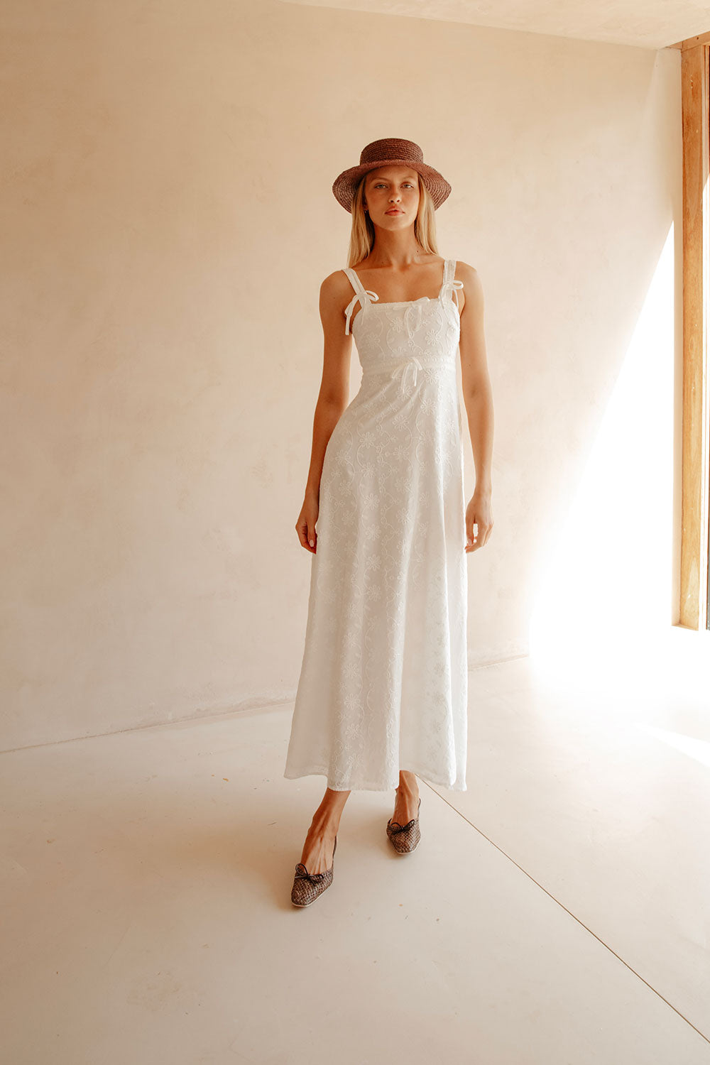 Exquisite Embroidery Cotton Evi Maxi Dress