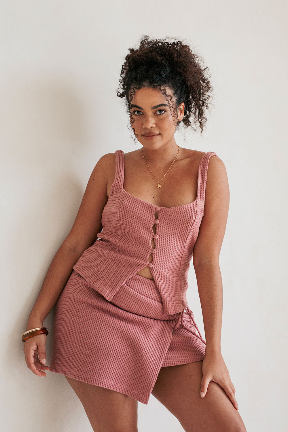 Fashionable Women's Emilee Mini Skirt in Musky Pink