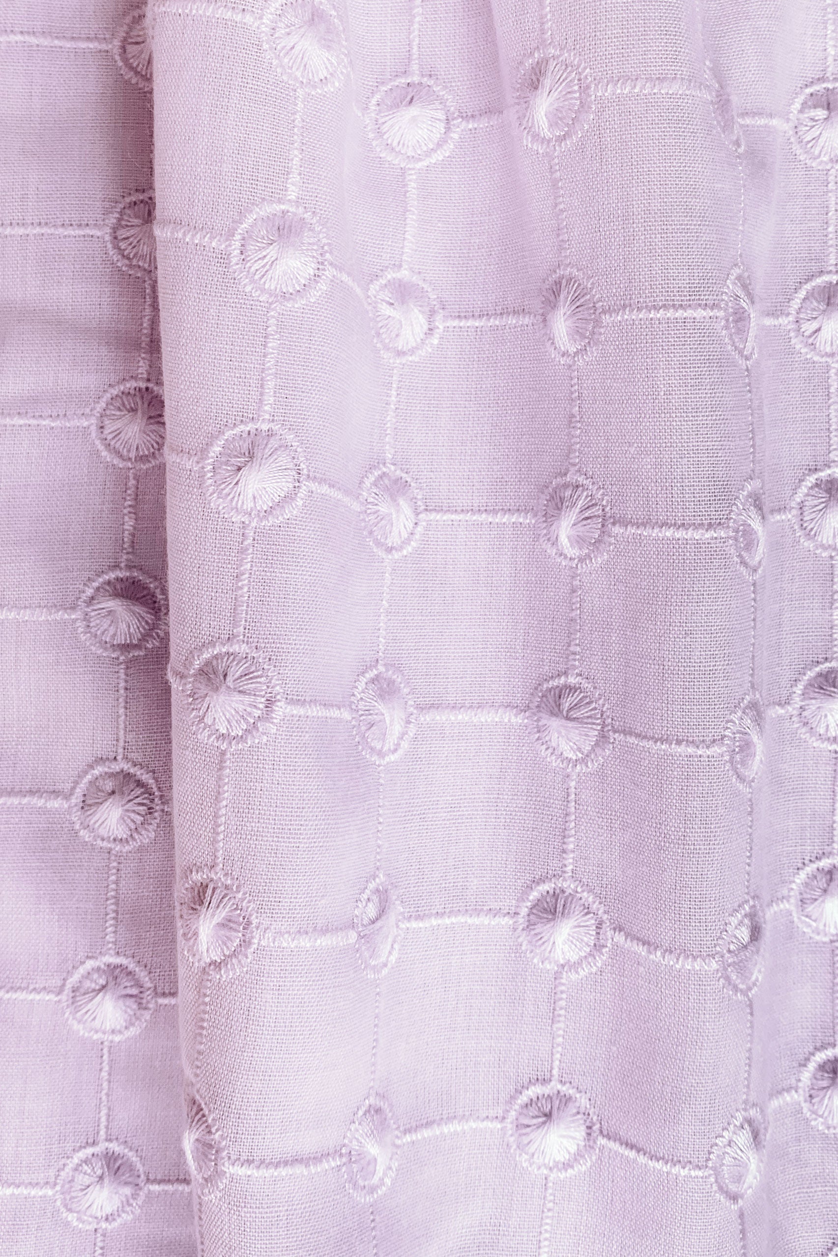 Soft Lilac Neila Puff Sleeve Spot Embroidered Voile Top for Women