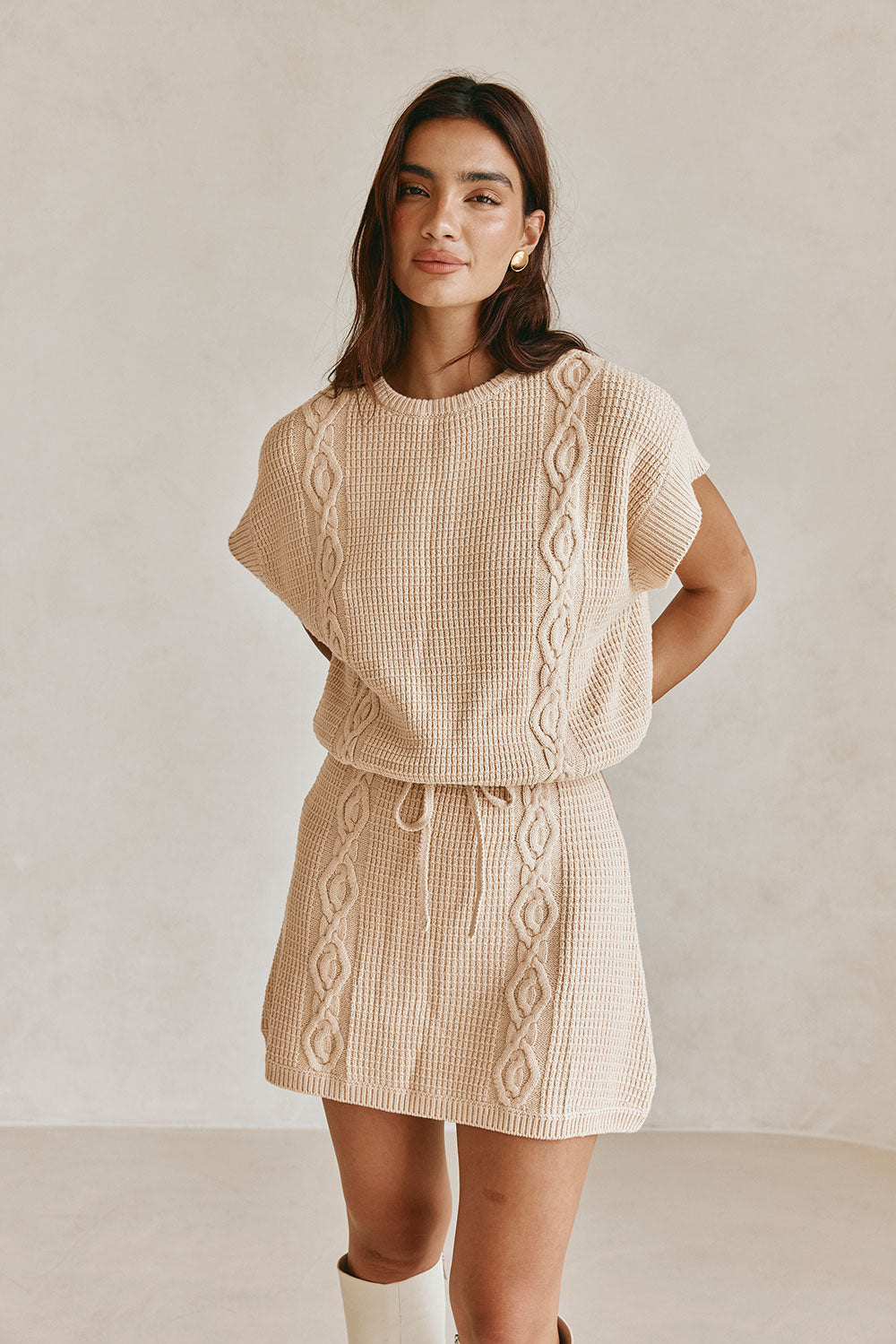 Elegant Saphira Cotton Blend Knit Dress for Women