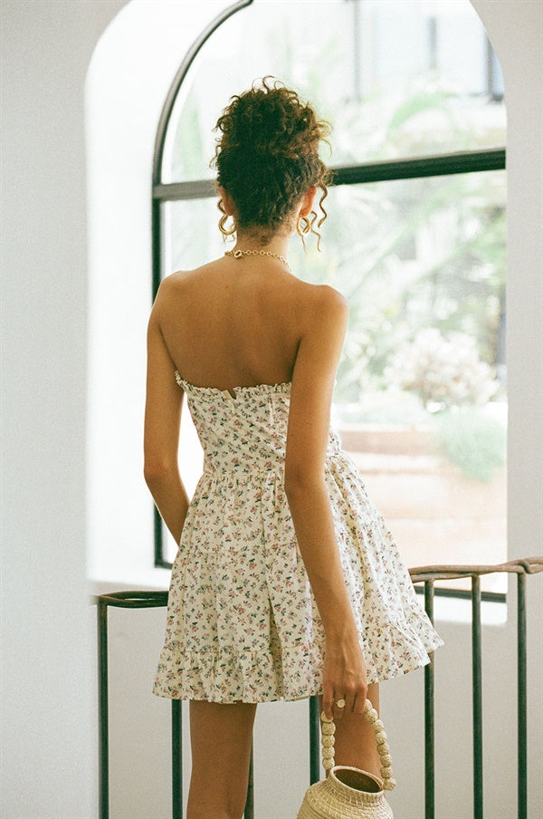 European Summer-Inspired Rose Sahara Dress with Unique Detailing