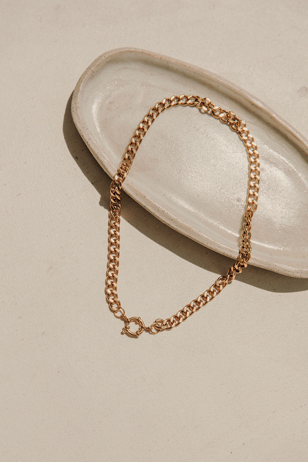 Stylish 18k Gold Plated Bel Air Necklace with Anchor Clasp Detail