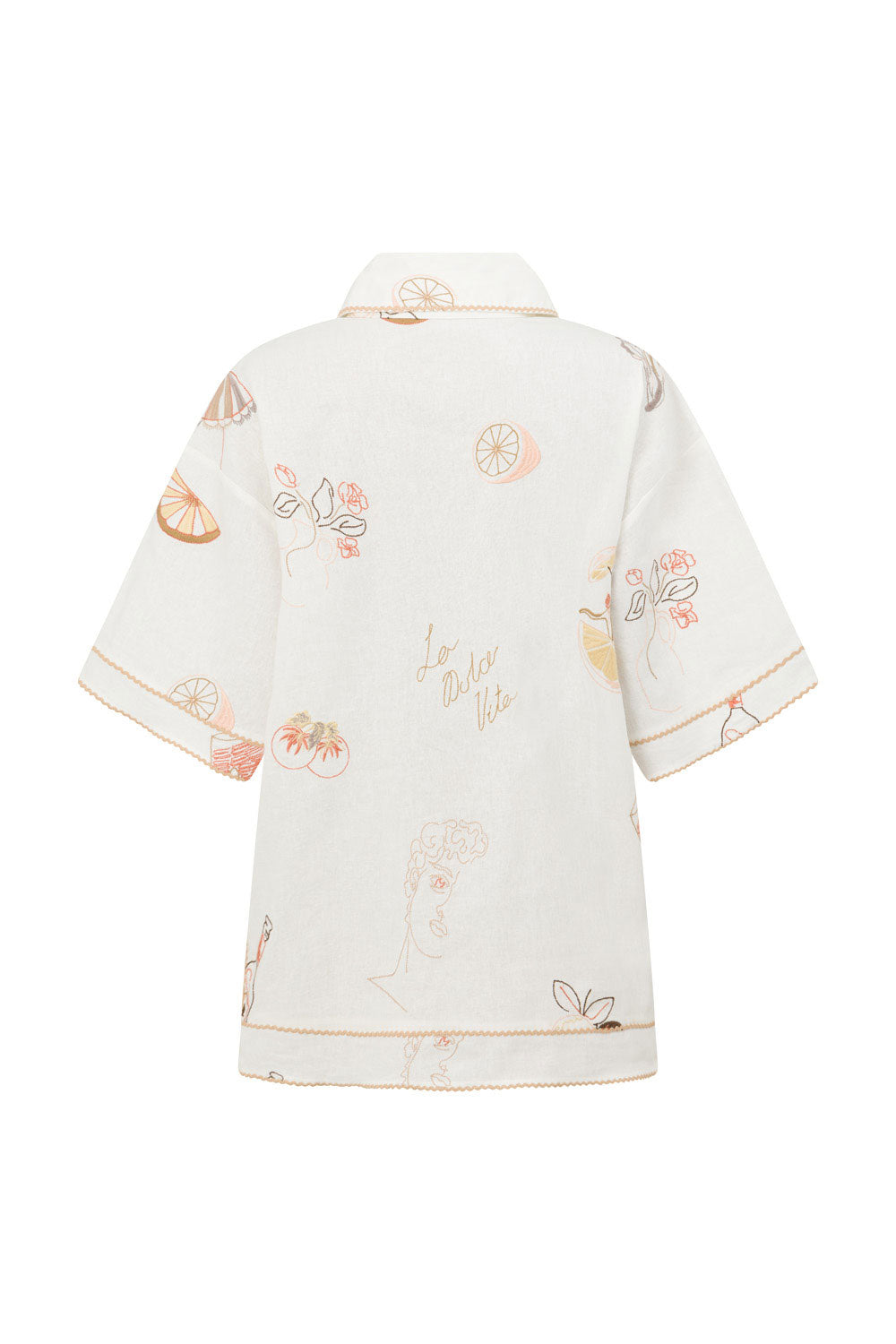 Exclusive Serenita Shoreline Boxy Linen-Cotton Blend Top