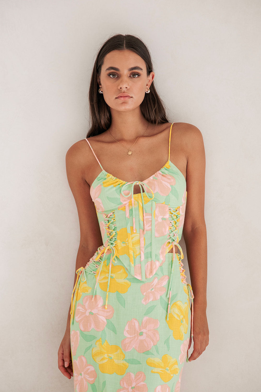 Stylish Rose - Filled Green Marselle Corset Top for Flattering Look