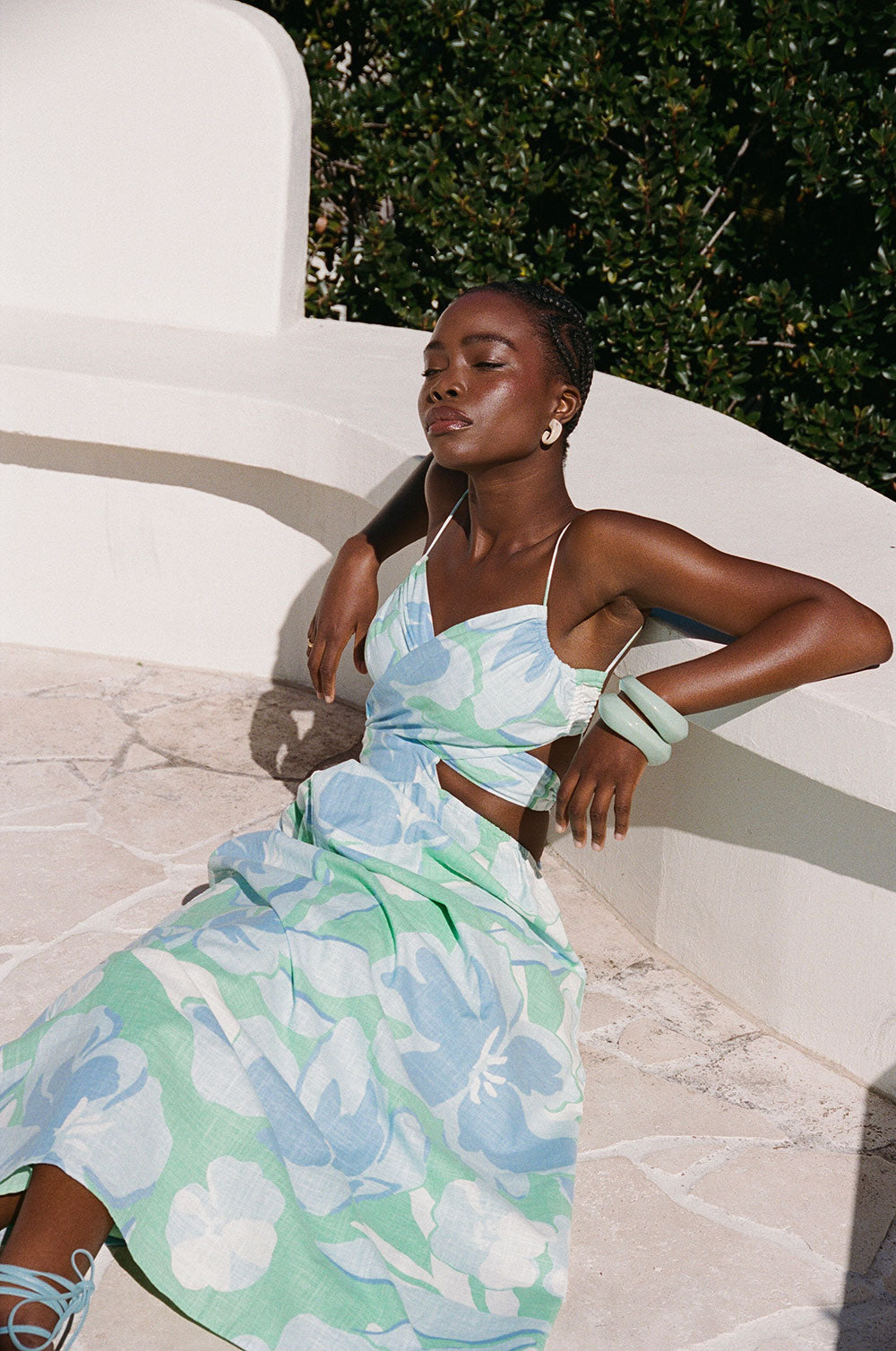Unique Iris Spring Petals Midi Dress - One - of - a - Kind Sample