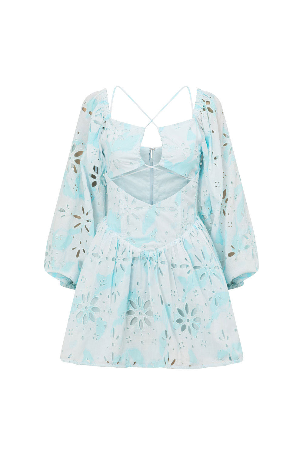 Exclusive Blue Smudged Bloom Print High - Quality Cotton Elysia Dress