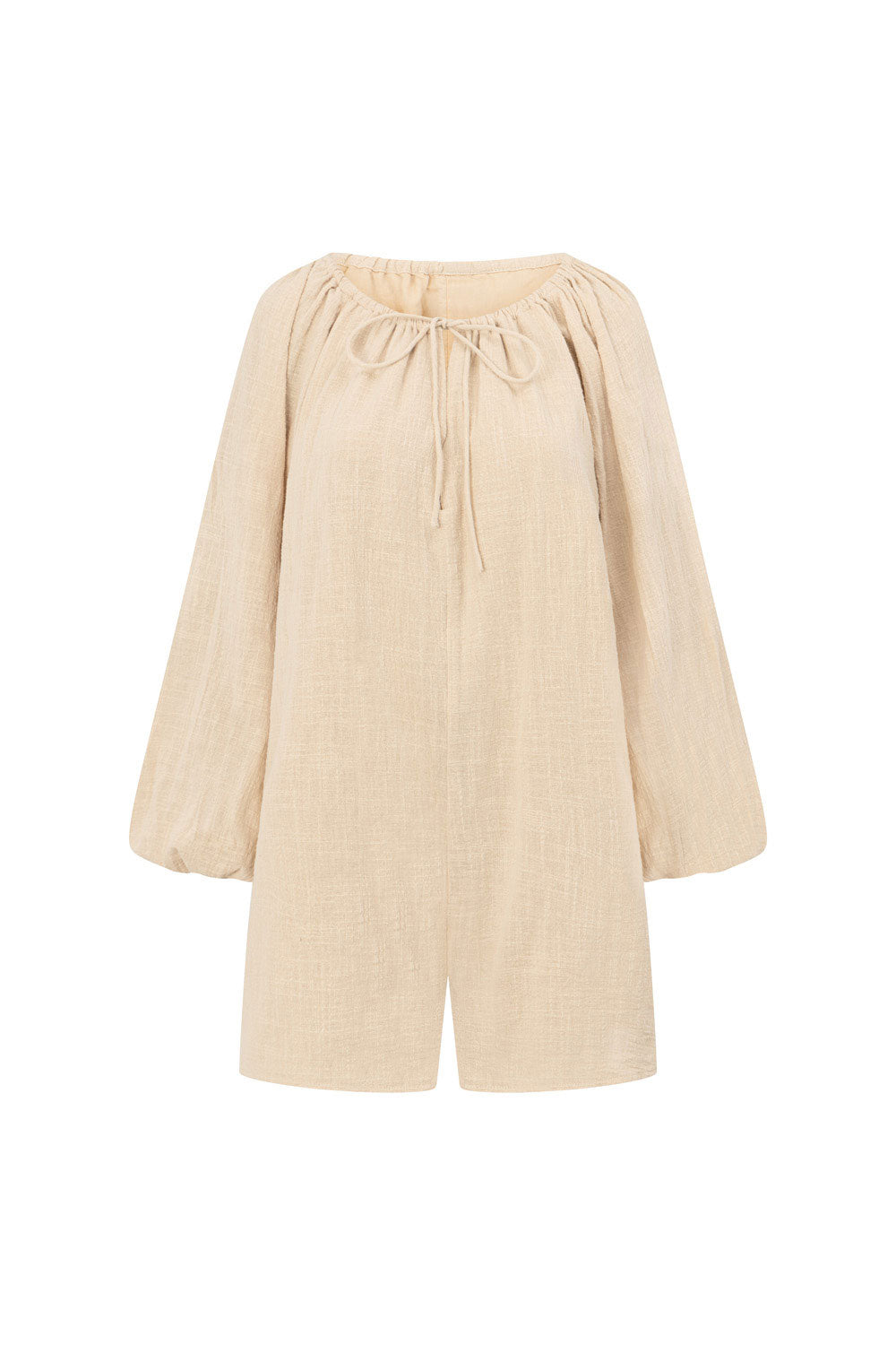 Tan High - Quality Natural Cotton Jasmin Playsuit with Unique Back Detail