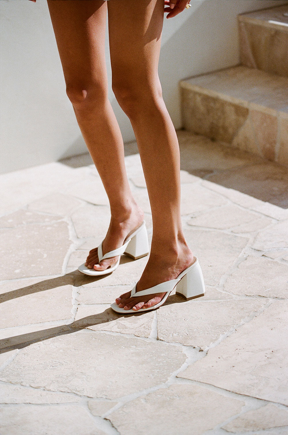 Women's Dia White Vegan Leather Slip-On Heels