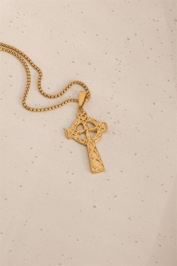 Stunning Gold - Toned Radiant Cross Necklace for Fashionable Outfits