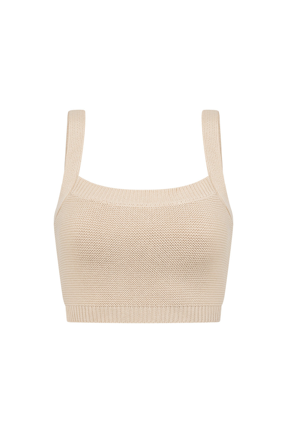 Nooa Women's Creamy Tan Cotton Blend Knit Cropped Top