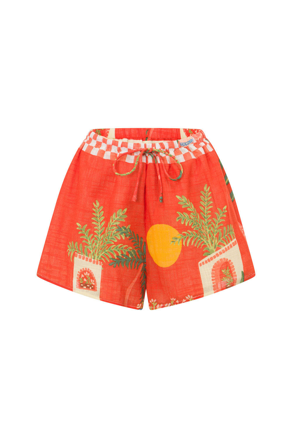 Sabo's Exclusive Vista Red Jetta Shorts with Elastic Waist and High - Low Hems