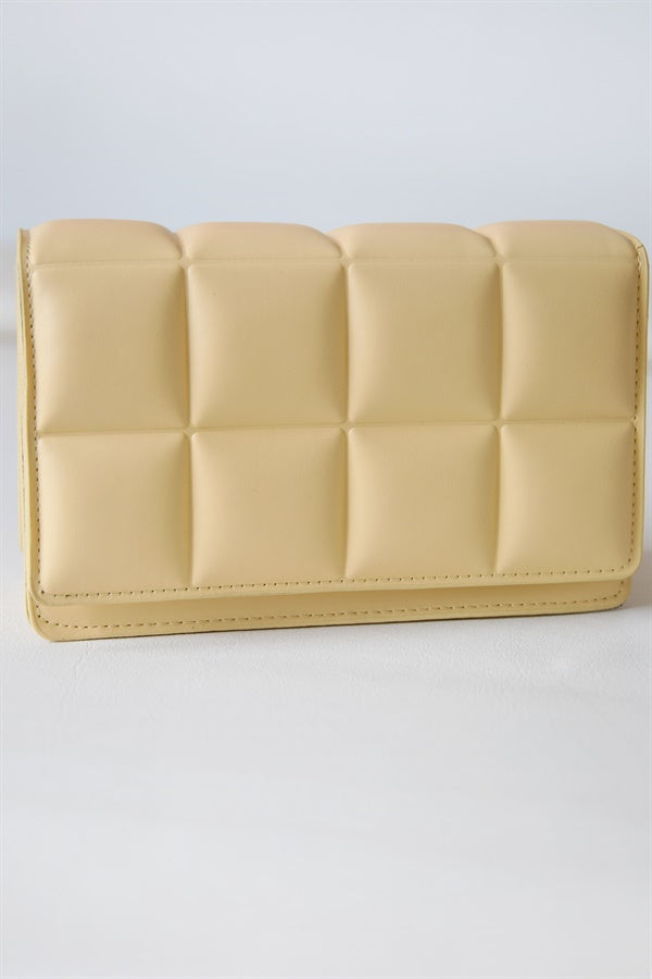 Stylish Yellow Luna Quilted Vegan Leather Handbag