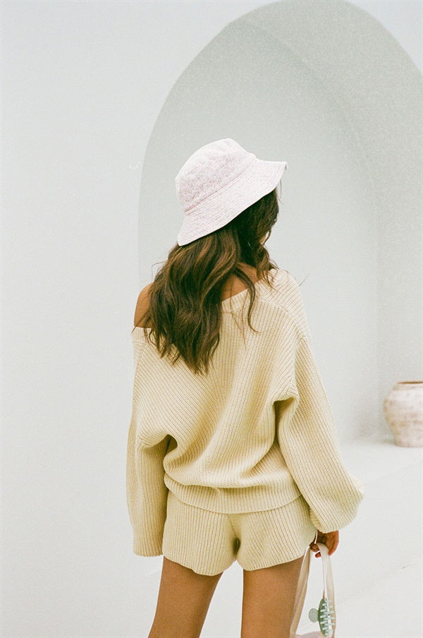 Ellis Toffee - Cosy Knitted Cardigan with Puff Sleeves