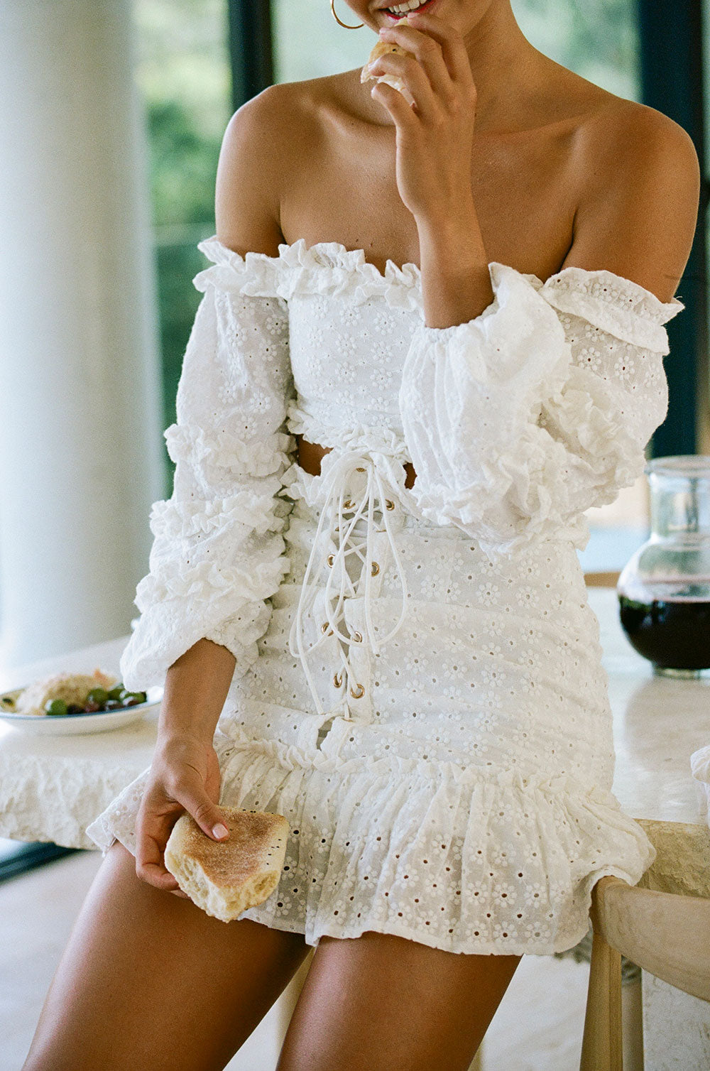 Women's Fashionable Ruffle Embroidered Sample Dress