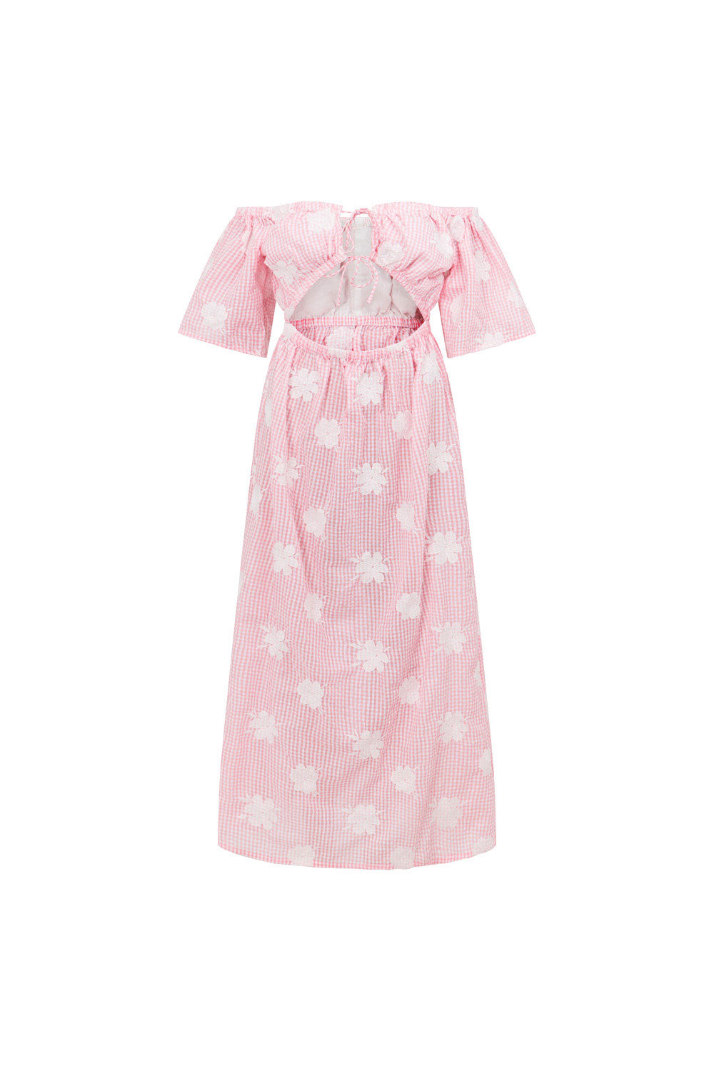Gingham Patterned Nalu Off - the - Shoulder Women's Dress - Sample