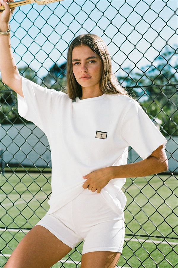 Stunning Off-White Oversized Natural Cotton Ribbed Max Top
