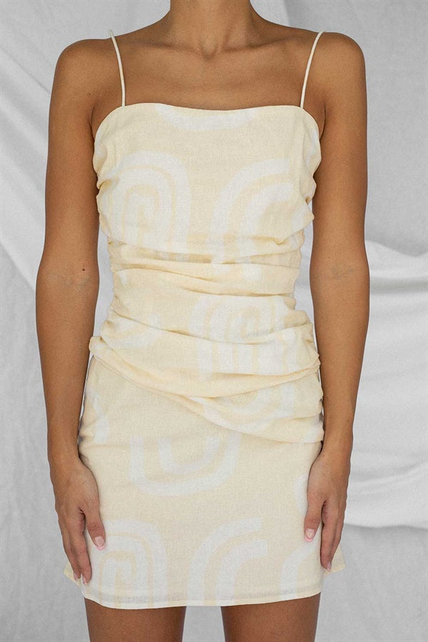 Exclusively Designed Cream Linen Cotton Blend Paige Women's Dress