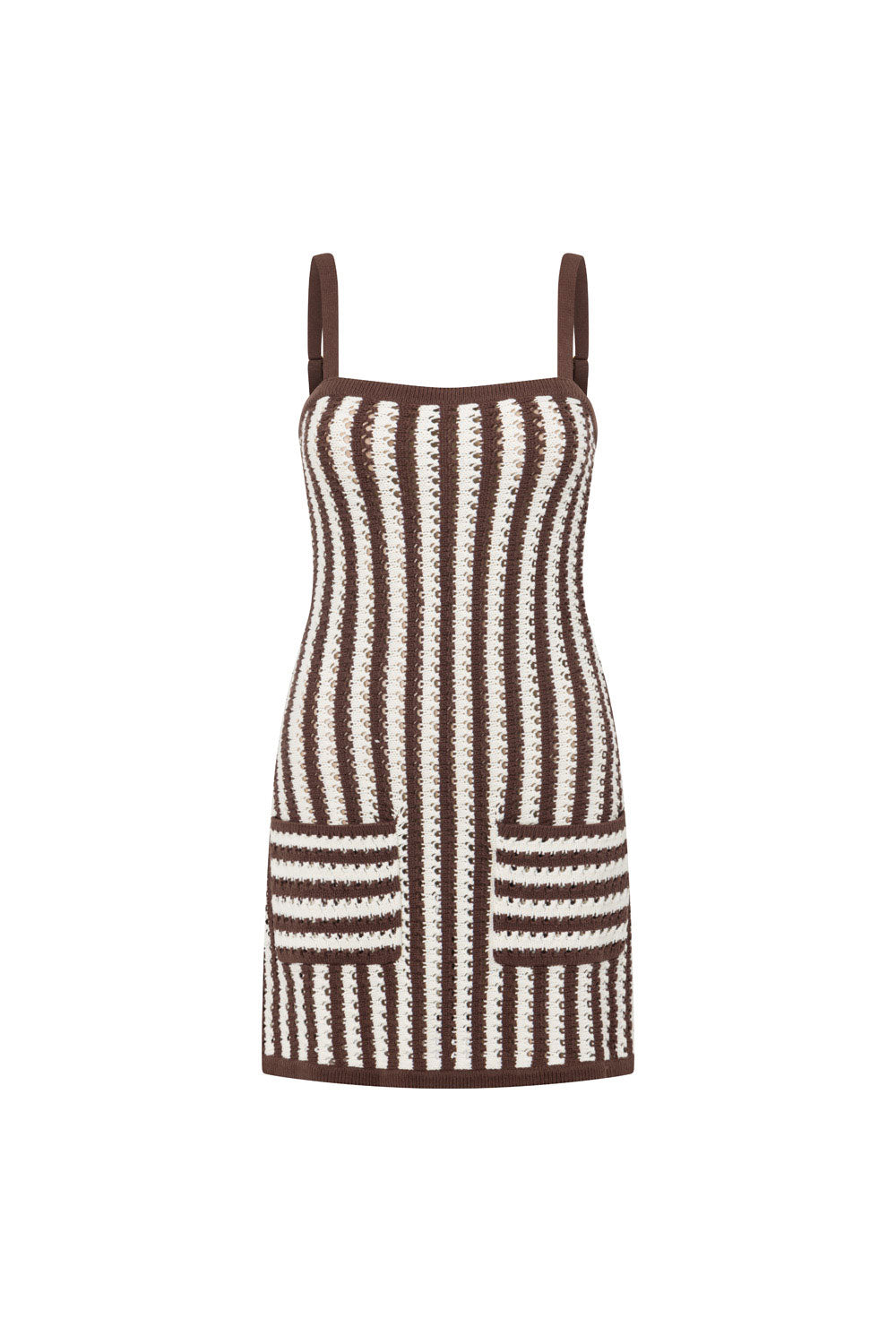 Vintage-Inspired Syd Cotton Blend Knit Mini Dress with Contrast Bind Trims and Twin Pockets