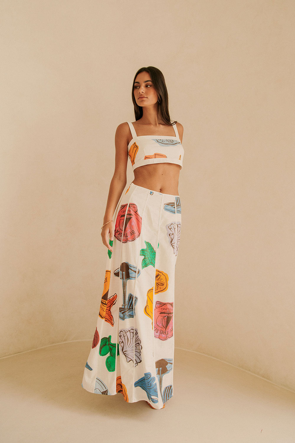 Exclusive By The Sea Print High Waisted Audrey Maxi Skirt