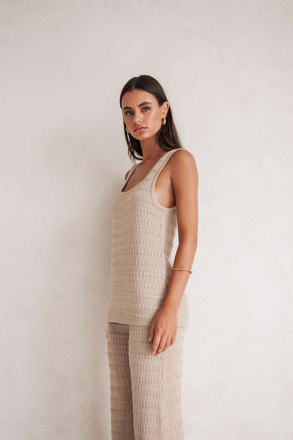 Stylish Toffee-colored Ari Knitted Tank Top