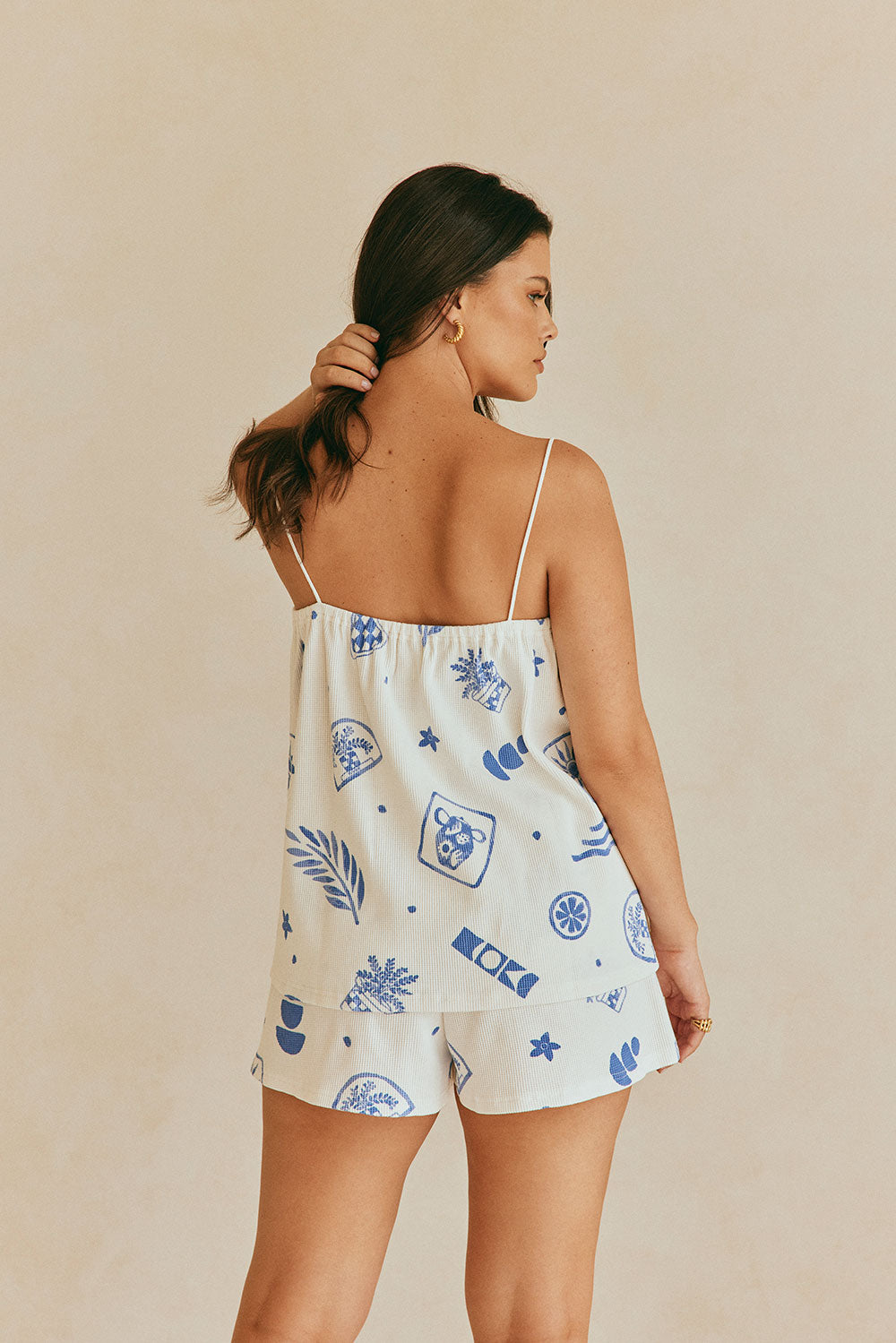 Lumiere Collection Jetta Top with Exclusive Artefacts Blue Pattern