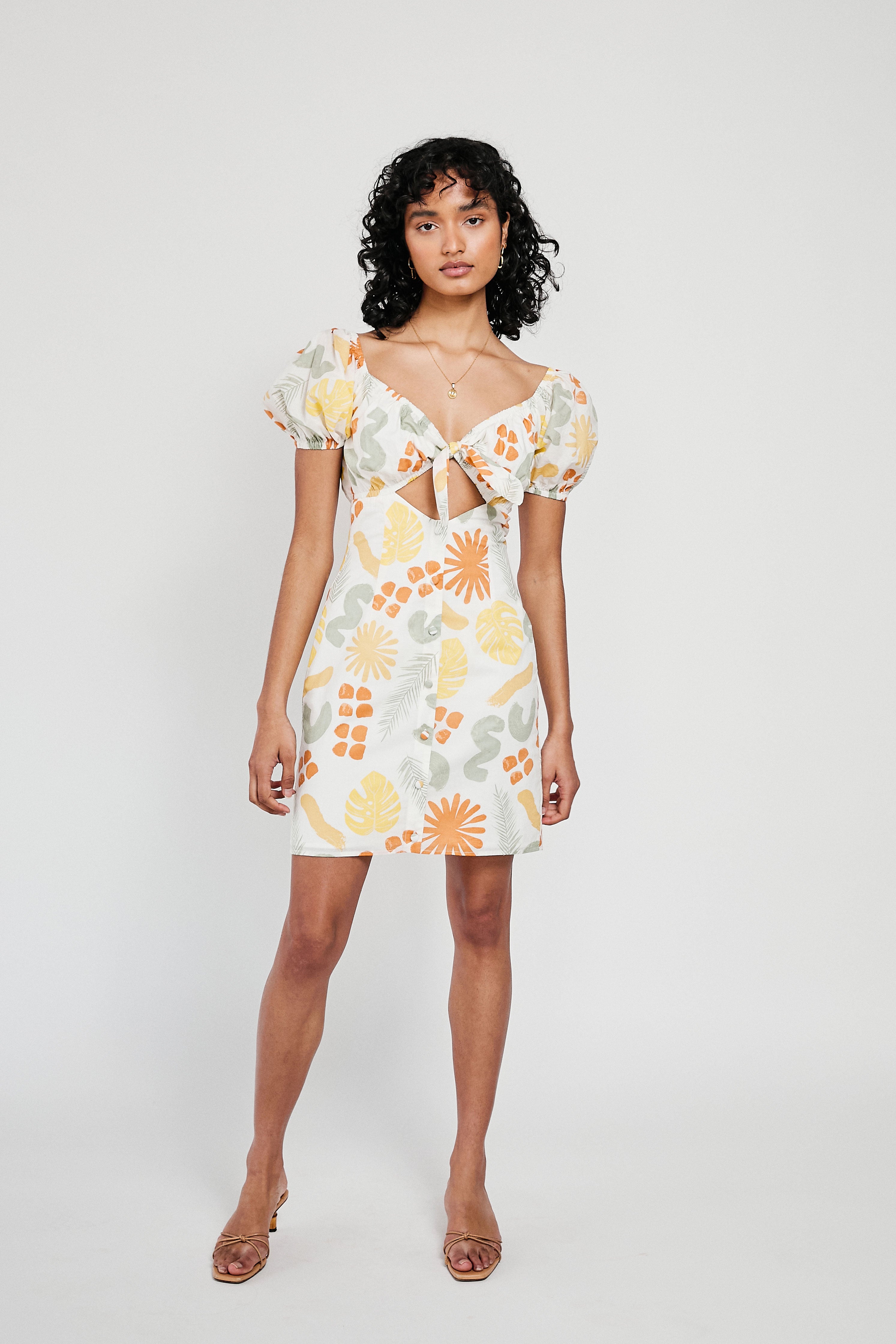 Exclusive Desert Leaf Print Women's Enga Dress